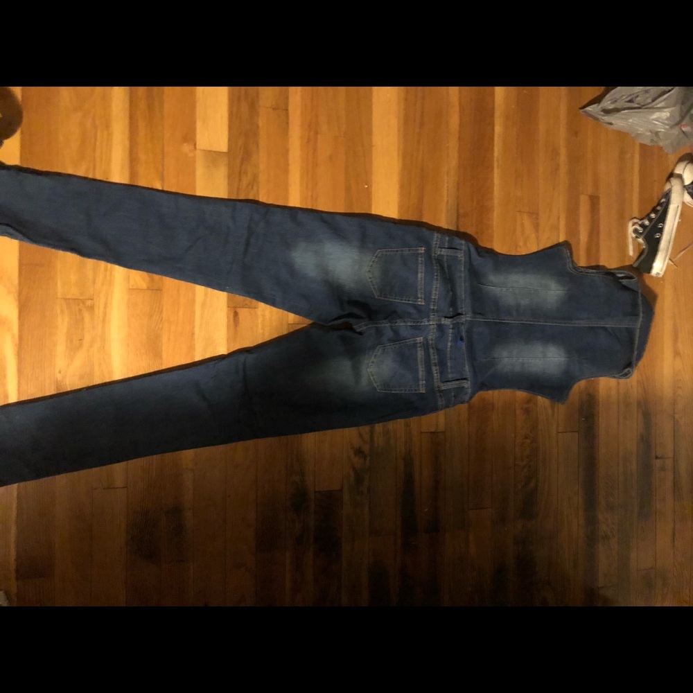 Denim sleeveless zipper jumpsuit